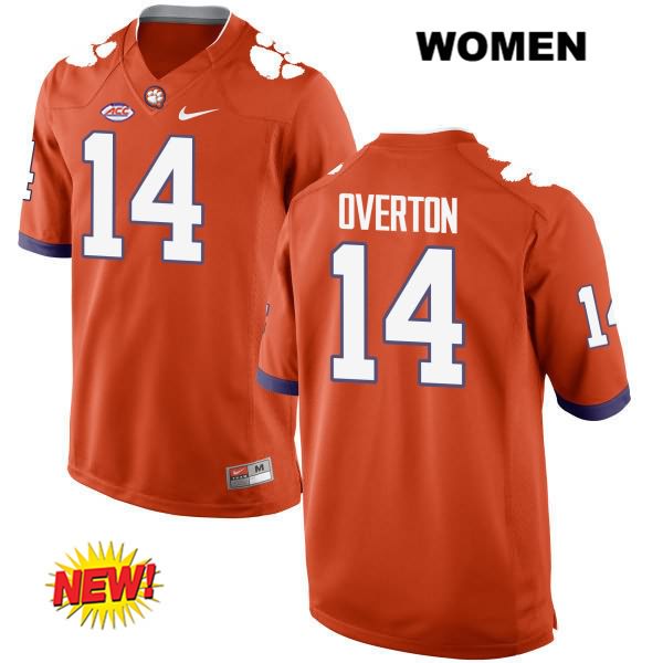 Women's Clemson Tigers #14 Diondre Overton Stitched Orange New Style Authentic Nike NCAA College Football Jersey MWG1546QS